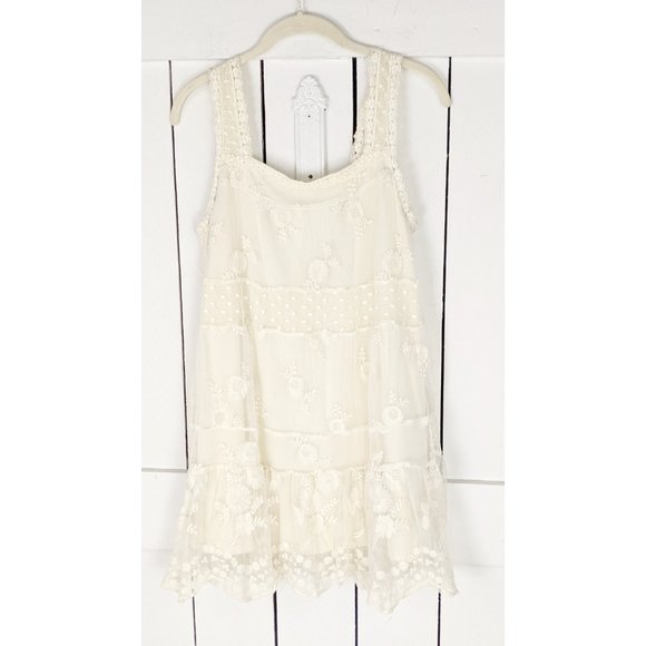 90s vintage crochet lace sheer sleeveless tunic ruffle boho top - Picture 5 of 5